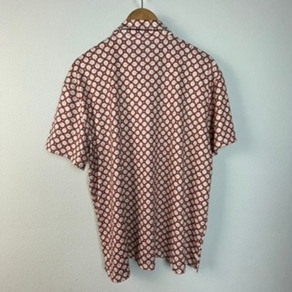 CREMIEUX Mens Premium Denim Short Sleeve Button Down Shirt XL Geo Print - Picture 7 of 8